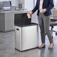 HOMCOM Coș de gunoi automat cu senzor de mișcare în infraroșu și sistem de separare a deșeurilor, capac, 60L, Argintiu(m-4)