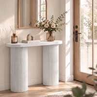 HOMCOM Console Moderne Étroite avec Espace Caché 103 cm Blanc(m-6)