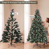 HOMCOM Árvore de Natal Artificial 240 cm, Abeto com 1773 Pontas, Ramos Articulados e Base Dobrável em Aço(m-7)