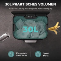 HOMCOM 30L Küchenmülleimer, Treteimer aus Edelstahl mit Soft-Close- und Offenhaltefunktion, herausnehmbarer Inneneimer, Silber(m-4)