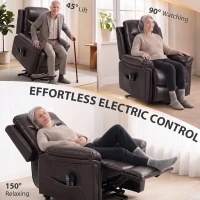 HOMCOM Riser Recliner Chair with Massage and Heat, Electric Lift Recliner Armchair for Elderly with Spring Cushion, Brown(m-4)