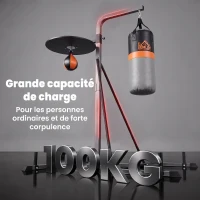 HOMCOM Support de Sac de Frappe sur Pieds sac de frappe sur pied station de boxe poire de vitesse inclus acier noir équipement de muay thai, kickboxing, arts martiaux, gym(m-6)