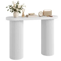 HOMCOM Moderne schmale Konsole mit Versteckfach 103 cm Weiß(m-8)