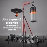 HOMCOM Stazione Multiuso Regolabile con Sacco da Boxe 20kg e Punching Ball per Allenamento Pugilato(m-6)