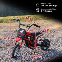 HOMCOM 24V Electric Motorbike 16km/h with Twist Grip Throttle, Enhanced Power and Extended Range - Red(m-3)