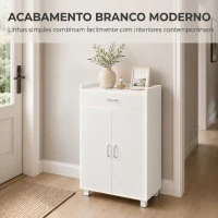 HOMCOM Sapateira com Prateleiras Ajustáveis Gaveta e Portas para 6 Pares Branco(m-6)