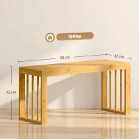 HOMCOM 90 cm Bamboo Shoe Bench Backless Hallway Bench Seat, Wood Indoor Decor for Entryway, Natural(m-3)