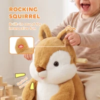 AIYAPLAY Rocking Horse, Stable Plush Ride on Horse Squirrel Design with Animal Sounds, Security Belt for Toddlers 1-3 Y, Brown(m-4)