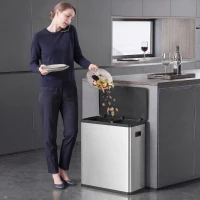 HOMCOM Coș de gunoi automat cu senzor de mișcare în infraroșu și sistem de separare a deșeurilor, capac, 60L, Argintiu(m-6)