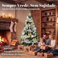 HOMCOM Árvore de Natal 180 cm com 200 Luzes LED 8 Modos 800 Ramos e Comando Verde(m-4)