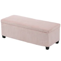 HOMCOM Banco Almacenaje Capacidad de 84 L 112x42x40cm Tapizado en Pana Pie de Cama para Sala de Estar Dormitorio Rosa(m-11)