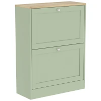 HOMCOM Schuhschrank 12 Paar, schmaler Schuhschrank mit 2 Schubladen, verstellbare Einlegeböden, 60 x 23,5 x 80 cm, Grün(m-1)