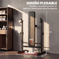 HOMCOM Banco de Musculación con Soporte para Barra y Estación de Dips Carga 220 kg para Entrenamiento en Casa Gimnasio(m-5)