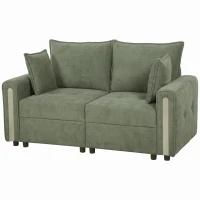 HOMCOM 2 Seater Sofa with Lift-Up Storage, 168 cm Comfy Velvet Small Couch with Wide Deep Seat, Plush Backrest, Thick Padding, 2 Pillows, Loveseat for Living Room, Home Office, Dark Green(m-15)