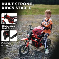HOMCOM 24V Electric Motorbike 16km/h with Twist Grip Throttle, Enhanced Power and Extended Range - Red(m-9)