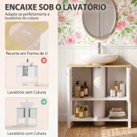 HOMCOM Móvel Inferior para Lavatório com Prateleira Aberta e 2 Portas, para Lavatório com ou sem Coluna, 80 x 40 x 80 cm, Branco(m-4)