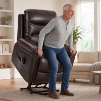 HOMCOM Riser Recliner Chair with Massage and Heat, Electric Lift Recliner Armchair for Elderly with Spring Cushion, Brown(m-2)