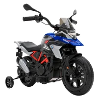 AIYAPLAY Motocicletă Electrică pentru Copii 3-8 Ani 12V, Licență BMW G310 GS, Baterie cu Litiu, Roți Ajutătoare Detașabile, Albastru(m-1)