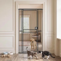 PawHut 180cm Extra Tall Cat Gate, Adjustable Pet Gate with 74-100 cm Wide, Pressure Fit, Pull-Ring Latch, Black(m-9)