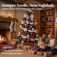 HOMCOM Árvore de Natal Artificial 180 cm com Luzes 800 Pontas 200 LED Controlo Remoto e 8 Modos(m-4)
