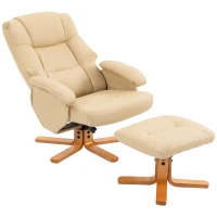 HOMCOM Sillón Relax con Reposapiés Sillón de Relajación Giratorio 360° Respaldo Inclinable Carga 120 Kg Beige(m-11)