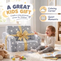 AIYAPLAY Canapé enfant 2 en 1, fauteuil pour enfant avec étoiles phosphorescentes, dépliable en méridienne, gris(m-9)