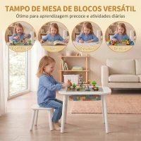 AIYAPLAY Mesa Infantil Montessori com Banco Superfície para Blocos e Bolsa em Rede para Crianças de 3-6 Anos Branco(m-4)