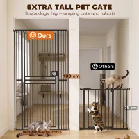 PawHut 180cm Extra Tall Cat Gate, Adjustable Pet Gate with 74-100 cm Wide, Pressure Fit, Pull-Ring Latch, Black(m-4)