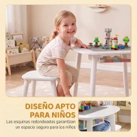 AIYAPLAY Mesa Infantil con Silla con Superficie para Bloques y Bolsa de Malla Bajo Mesa Montessori para Niños de 3-6 Años Blanco(m-7)