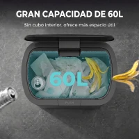HOMCOM Cubo de Basura de Cocina de 60L de Acero Inoxidable con Sujetabolsas Tapa de Cierre Suave y Apertura Táctil Plata(m-4)