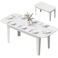 HOMCOM Extendable Oval Dining Table for 4-6, Modern Expandable Kitchen Table, Round Edges, White(m-15)