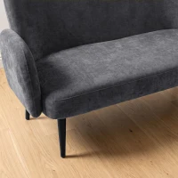 HOMCOM 132cm 2 Seater Sofa, Velvet Comfy Small Sofa Couch with Wide Seat, Thick Padding, Tapered Metal Legs, Dark Grey(m-13)