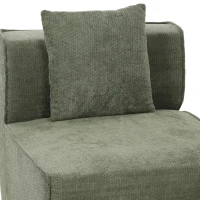 HOMCOM Sofá 3 Lugares com Pufe Reversível Sofá de Canto Modular em Chenille 251 cm Moderno Assento Largo Verde(m-9)