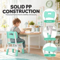 AIYAPLAY 2 PCS Kids Desk Chairs, 3 Level Height Adjustable Children's Chairs with Backrest for 1.5-8 Years, Max Load 50KG, Green(m-6)