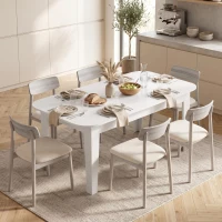 HOMCOM Extendable Oval Dining Table for 4-6, Modern Expandable Kitchen Table, Round Edges, White(m-8)