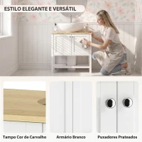 HOMCOM Móvel Inferior para Lavatório com Prateleira Aberta e 2 Portas, para Lavatório com ou sem Coluna, 80 x 40 x 80 cm, Branco(m-6)