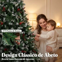 HOMCOM Árvore de Natal Artificial 240 cm, Abeto com 1773 Pontas, Ramos Articulados e Base Dobrável em Aço(m-5)
