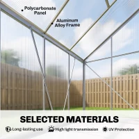 Outsunny 6 x 4ft Lean to Wall Polycarbonate Greenhouse Aluminium Walk-in Garden Greenhouse with Adjustable Roof Vent, Rain Gutter and Sliding Door, Clear(m-4)