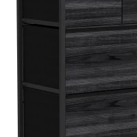 HOMCOM Rustic Chest of Four Fabric Drawers - Black Wood Effect(m-13)