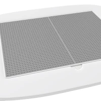 AIYAPLAY Bureau et Chaise pour Enfant 2 Pièces avec Plateau de Construction en Briques et Sac en Filet, 3 à 6 Ans, Blanc(m-13)