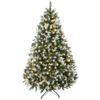 HOMCOM Árbol de Navidad 180 cm con 350 Luces LED 11 Modos Mando a Distancia 1020 Puntas Base Metálica Plegable Verde(m-1)