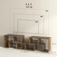 HOMCOM Three-Block Modular TV Stand - Rustic Brown(m-3)