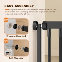 PawHut 180cm Extra Tall Cat Gate, Adjustable Pet Gate with 74-100 cm Wide, Pressure Fit, Pull-Ring Latch, Black(m-7)
