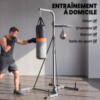 HOMCOM Support de Sac de Frappe sur Pieds sac de frappe sur pied station de boxe poire de vitesse inclus acier noir équipement de muay thai, kickboxing, arts martiaux, gym(m-5)