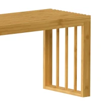 HOMCOM 90 cm Bamboo Shoe Bench Backless Hallway Bench Seat, Wood Indoor Decor for Entryway, Natural(m-11)
