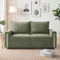 HOMCOM 2 Seater Sofa with Lift-Up Storage, 168 cm Comfy Velvet Small Couch with Wide Deep Seat, Plush Backrest, Thick Padding, 2 Pillows, Loveseat for Living Room, Home Office, Dark Green(m-14)