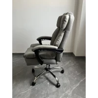 HOMCOM Fotoliu de birou cu masaj vibrant și încălzire, Scaun de birou ergonomic din PU, spătar înclinabil, tetieră, Gri(m-3)
