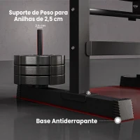 HOMCOM Banco de Pesos Multifuncional Dobrável com Suporte para Barras Ajustável e Estação de Dips 98-122x140x73 cm Preto(m-7)