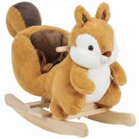 AIYAPLAY Rocking Horse, Stable Plush Ride on Horse Squirrel Design with Animal Sounds, Security Belt for Toddlers 1-3 Y, Brown(m-1)