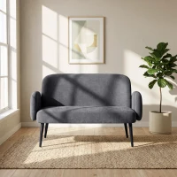 HOMCOM 132cm 2 Seater Sofa, Velvet Comfy Small Sofa Couch with Wide Seat, Thick Padding, Tapered Metal Legs, Dark Grey(m-9)